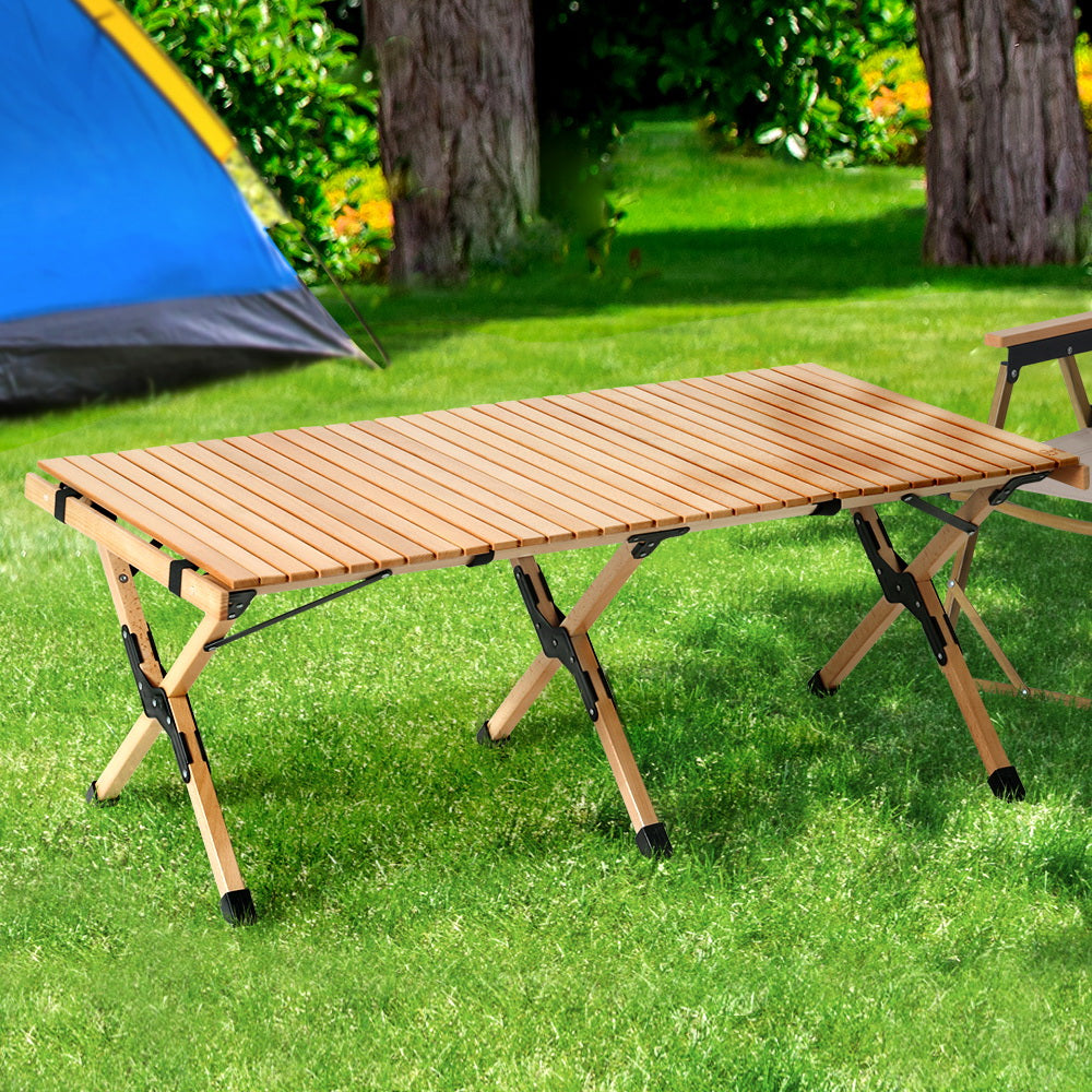 Portable Wooden Picnic Camping Fold Up Table - 120CM Homecoze