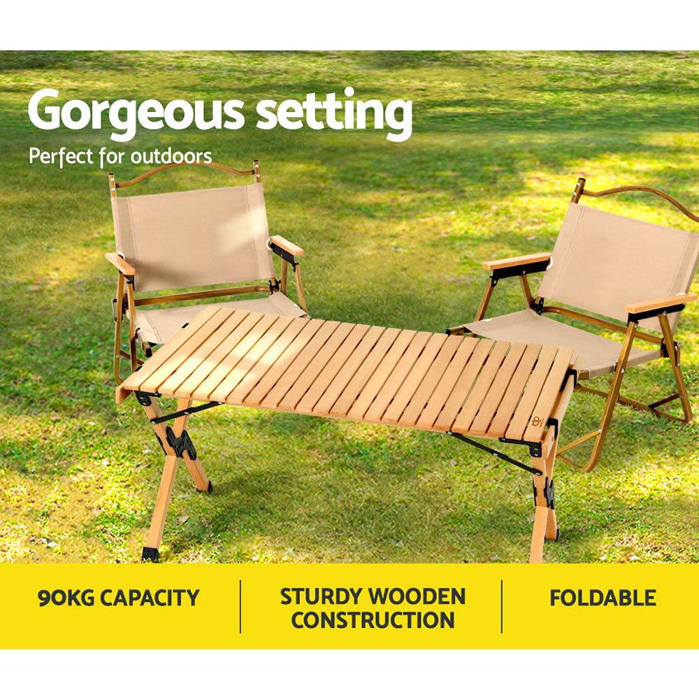 Portable Wooden Picnic Camping Fold Up Table - 90CM Homecoze