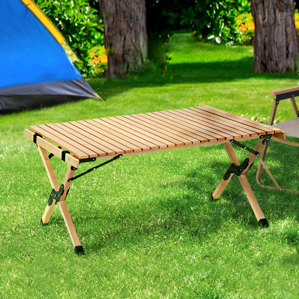 Portable Wooden Picnic Camping Fold Up Table - 90CM Homecoze