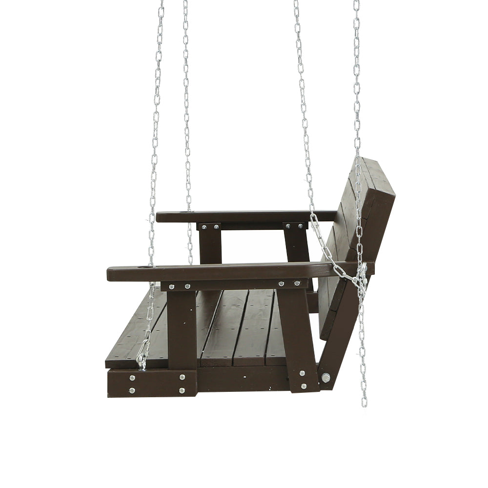 3 Seater Garden Porch Swing Outdoor Patio Hanging Wooden Bench Seat - Brown Homecoze