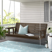 3 Seater Garden Porch Swing Outdoor Patio Hanging Wooden Bench Seat - Brown Homecoze