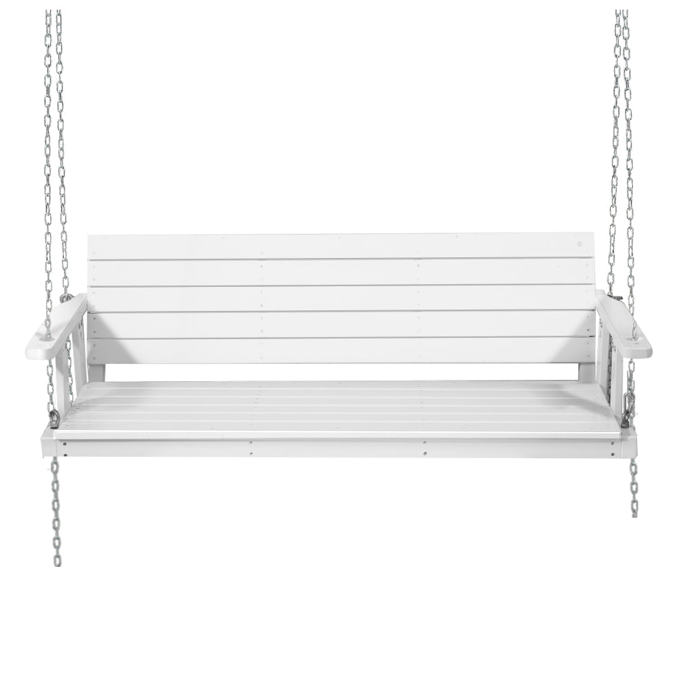 3 Seater Garden Porch Swing Outdoor Patio Hanging Wooden Bench Seat - White Homecoze
