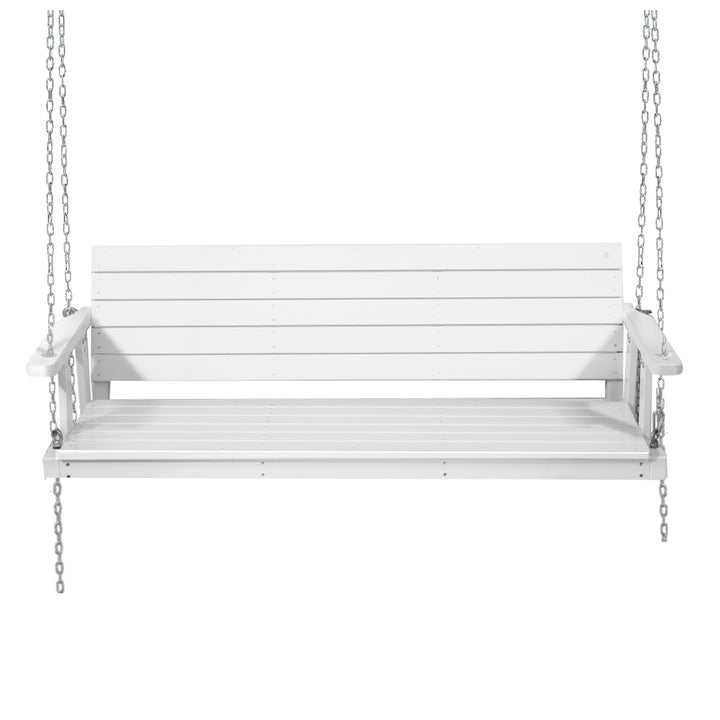 3 Seater Garden Porch Swing Outdoor Patio Hanging Wooden Bench Seat - White Homecoze