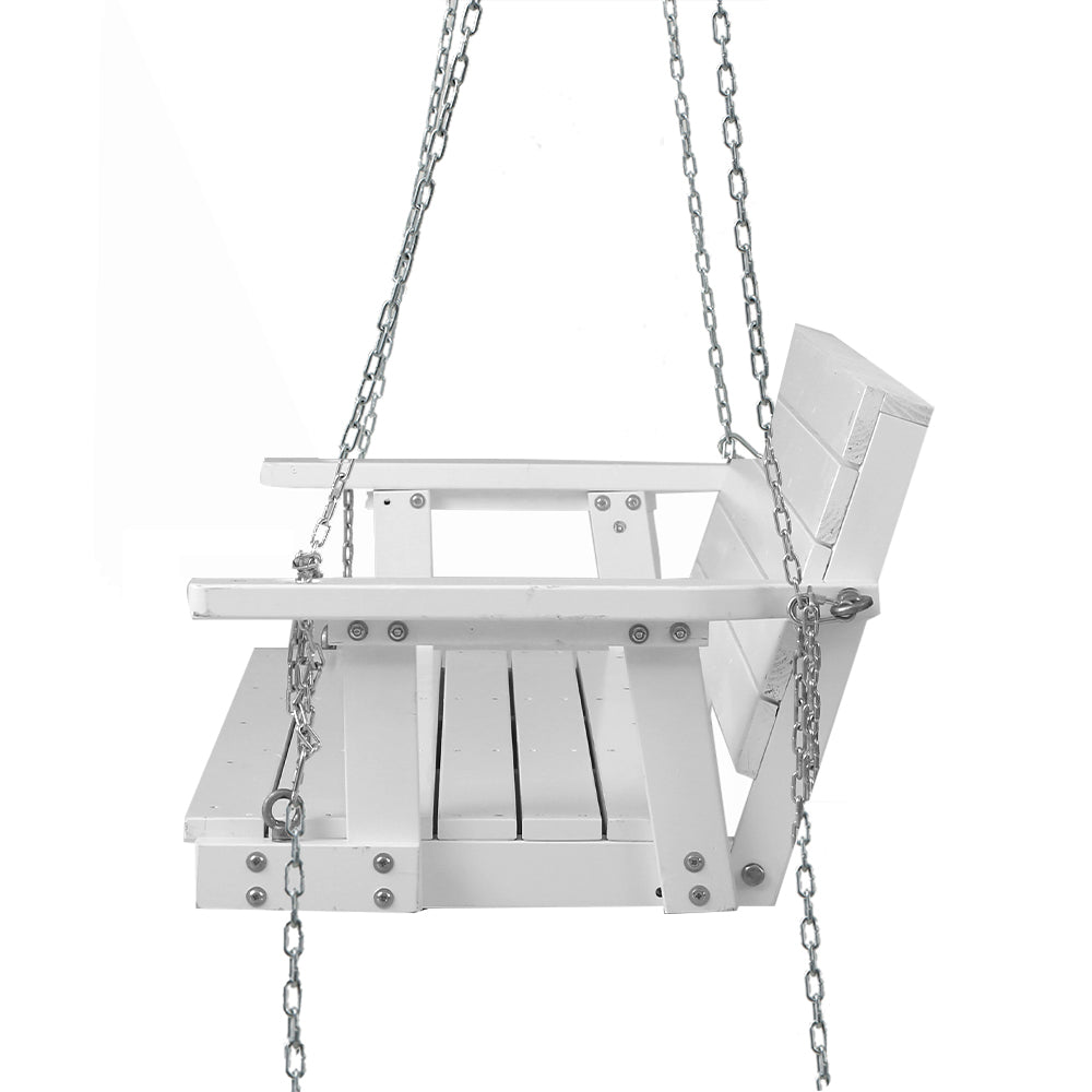 3 Seater Garden Porch Swing Outdoor Patio Hanging Wooden Bench Seat - White Homecoze