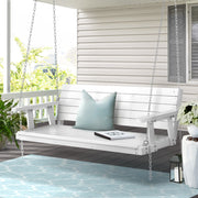 3 Seater Garden Porch Swing Outdoor Patio Hanging Wooden Bench Seat - White Homecoze