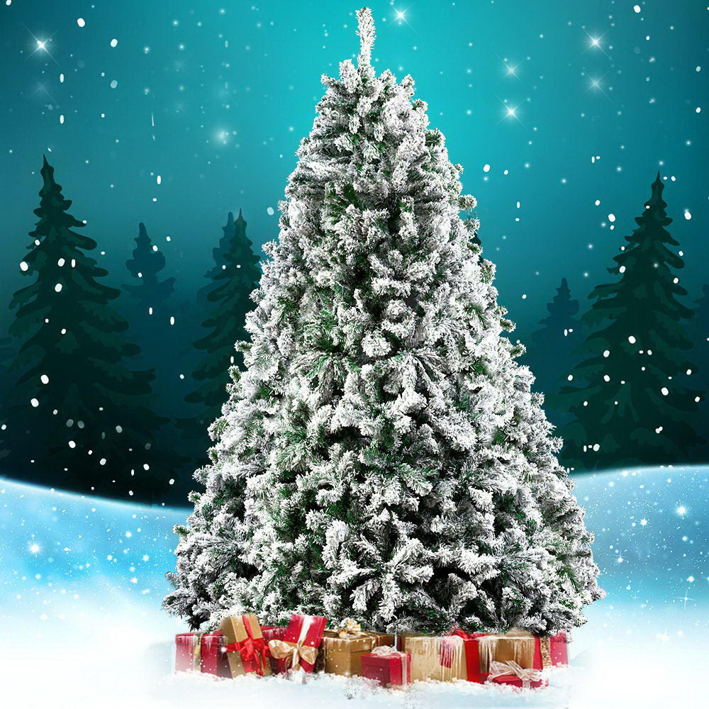 7FT (2.1m) Extra Full Christmas Tree Heavy Snow Flocked - 1106 Tips Homecoze