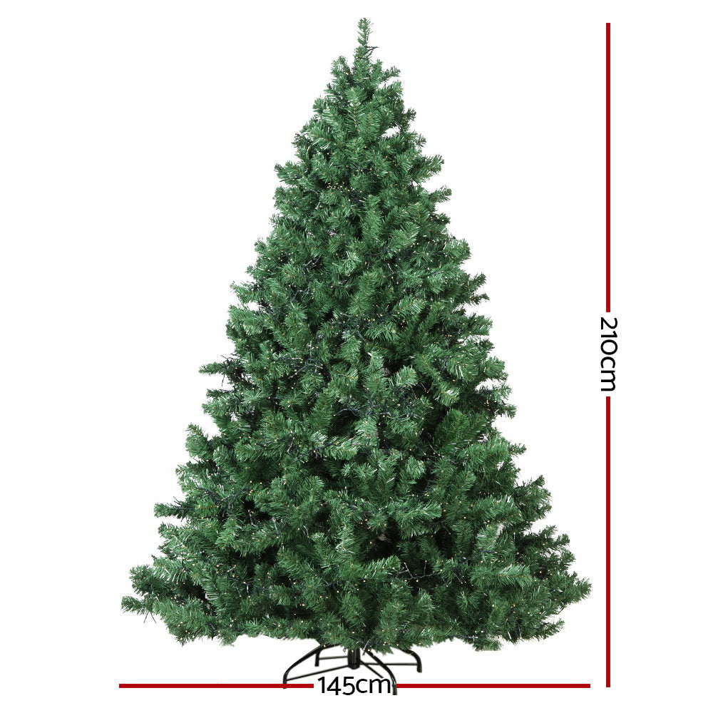 7FT (2.1m) Extra Full Green Christmas Tree Self-lit with LED Lights - 1250 Tips Homecoze