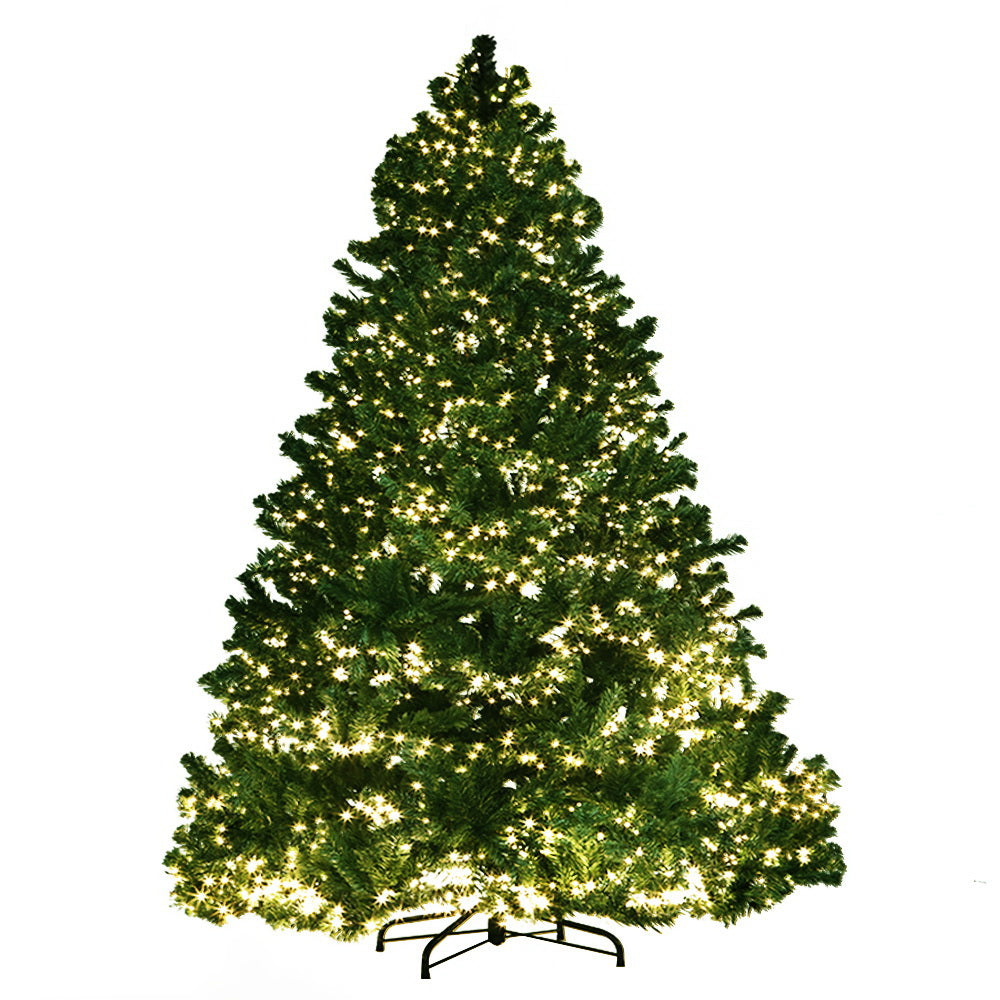 7FT (2.1m) Extra Full Green Christmas Tree Self-lit with LED Lights - 1250 Tips Homecoze