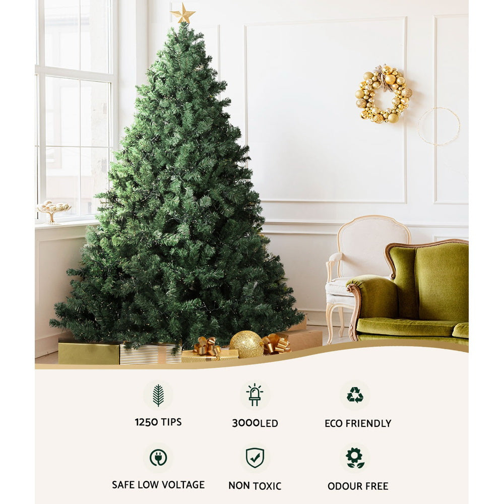 7FT (2.1m) Extra Full Green Christmas Tree Self-lit with LED Lights - 1250 Tips Homecoze