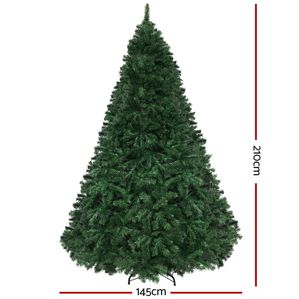 7FT (2.1m) Extra Full Green Christmas Tree Self-lit with Muilti-coloured LED Lights - 1221 Tips Homecoze