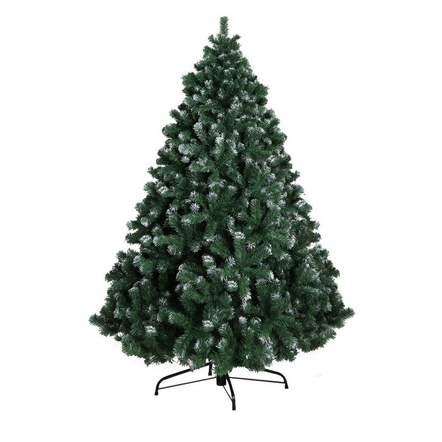 7FT (2.1m) Extra Full Green Christmas Tree with Light Snow - 1250 Tips Homecoze