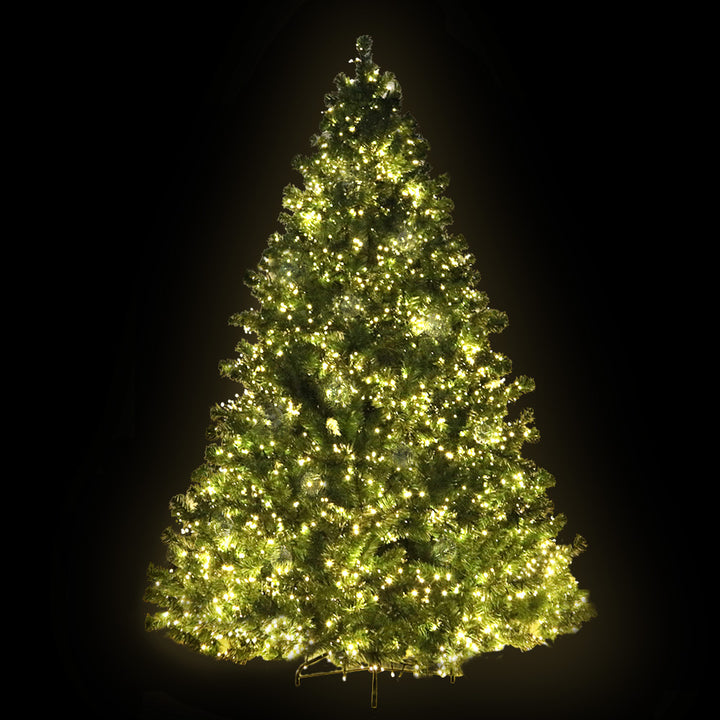 8FT (2.4m) Extra Full Green Christmas Tree Self-lit with LED Lights - 1436 Tips Homecoze