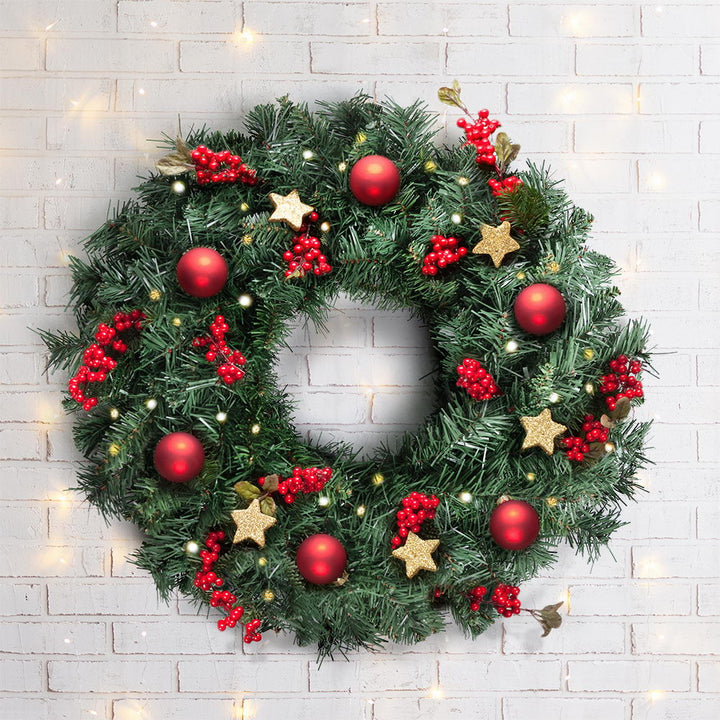 60cm Thick Foliage Christmas Wreath - Green Homecoze