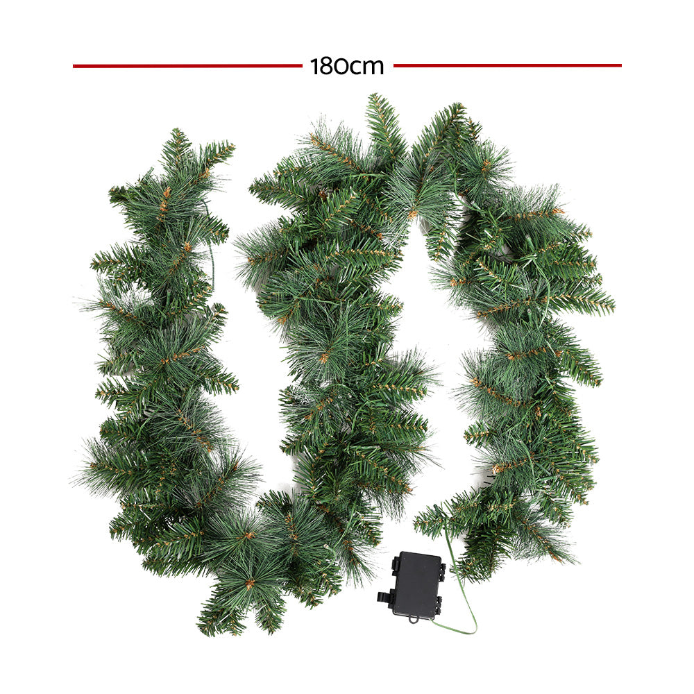 6FT (1.8m) Natural Look Christmas Garland with LED Battery Lights Homecoze