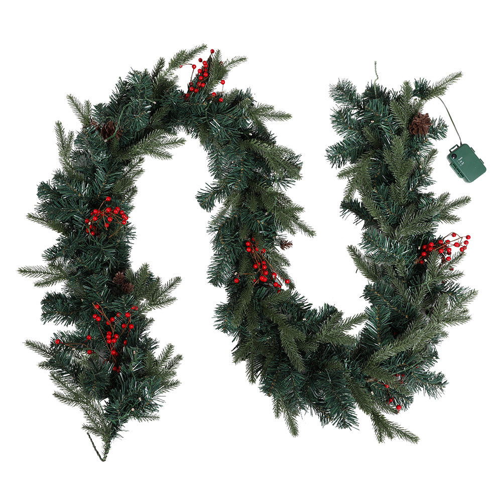 8FT (2.4m) Natural Look Christmas Garland with LED Battery Lights Homecoze