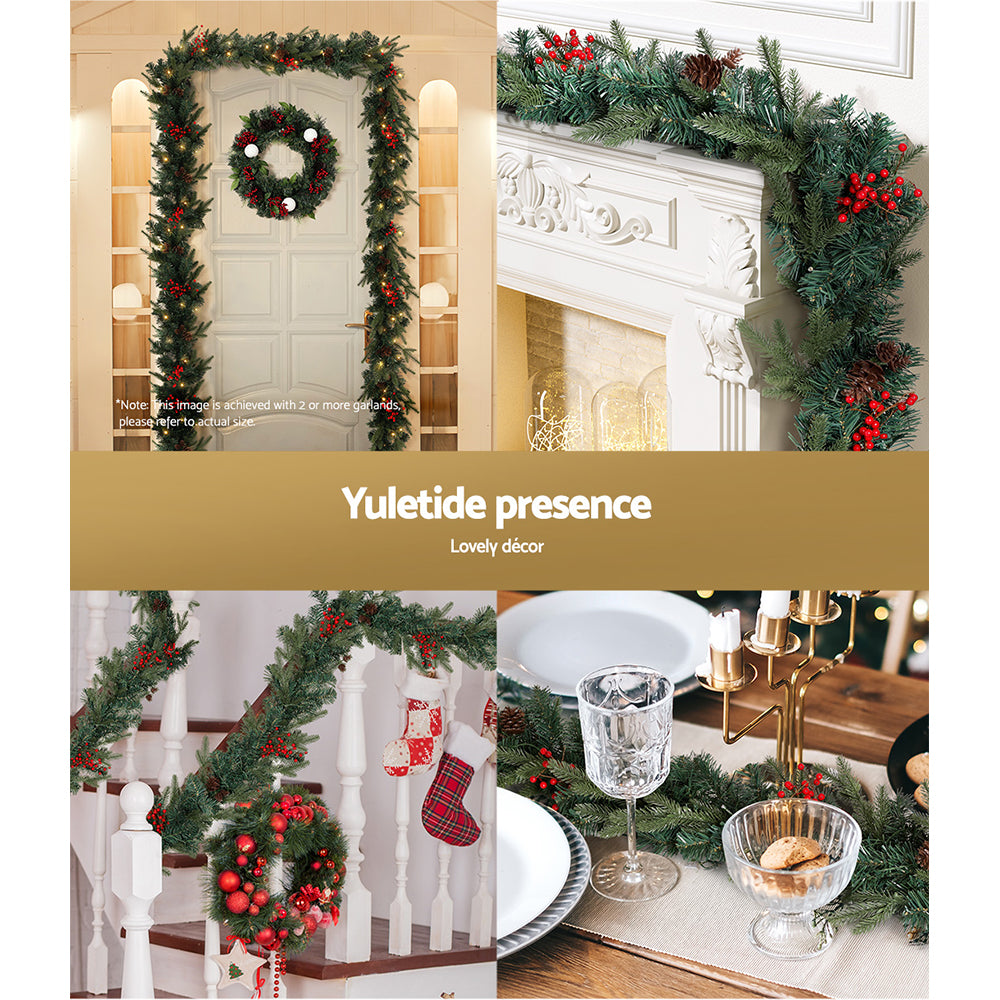 8FT (2.4m) Natural Look Christmas Garland with LED Battery Lights Homecoze