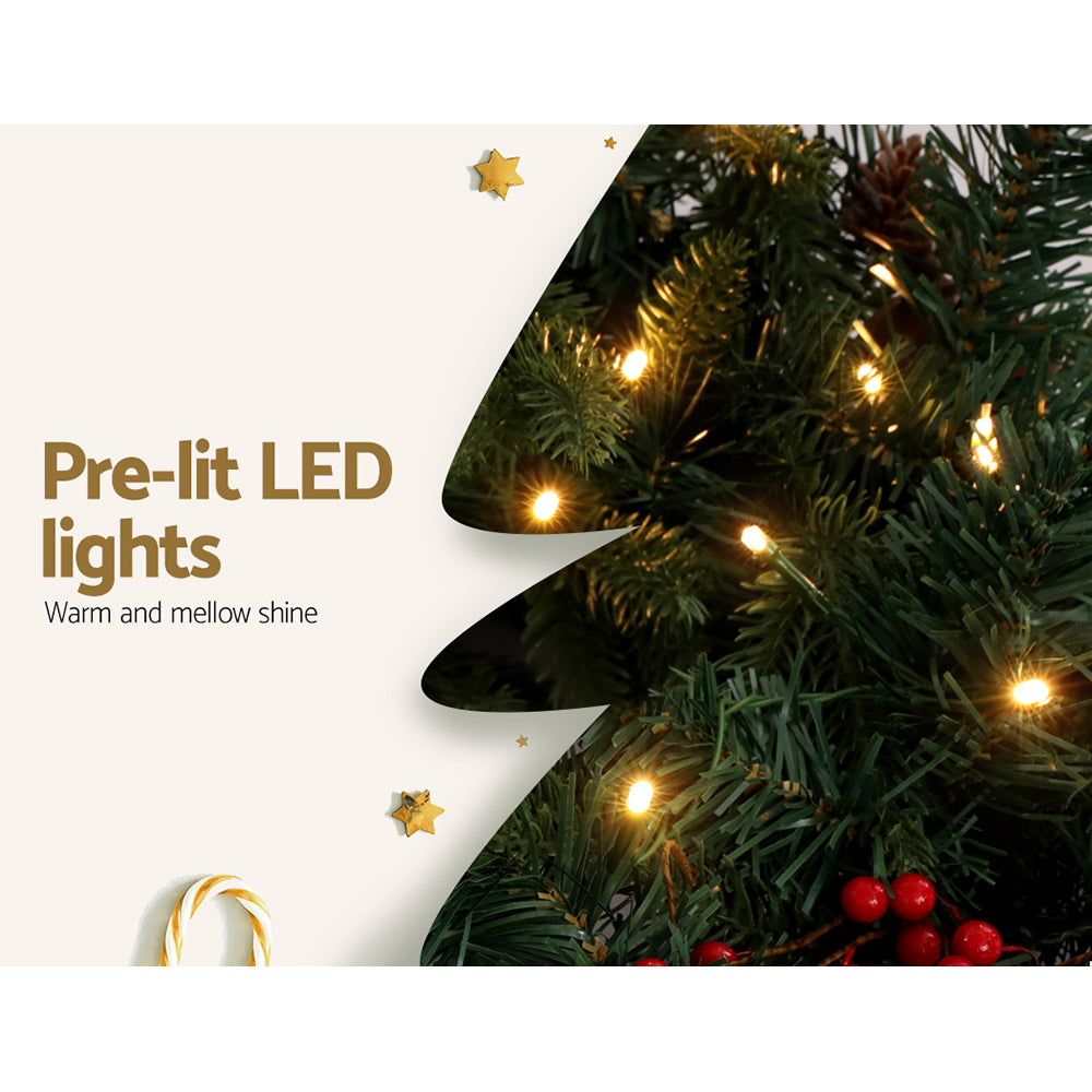 8FT (2.4m) Natural Look Christmas Garland with LED Battery Lights Homecoze