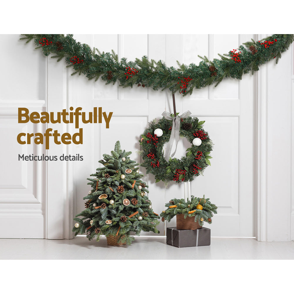 8FT (2.4m) Natural Look Christmas Garland with LED Battery Lights Homecoze