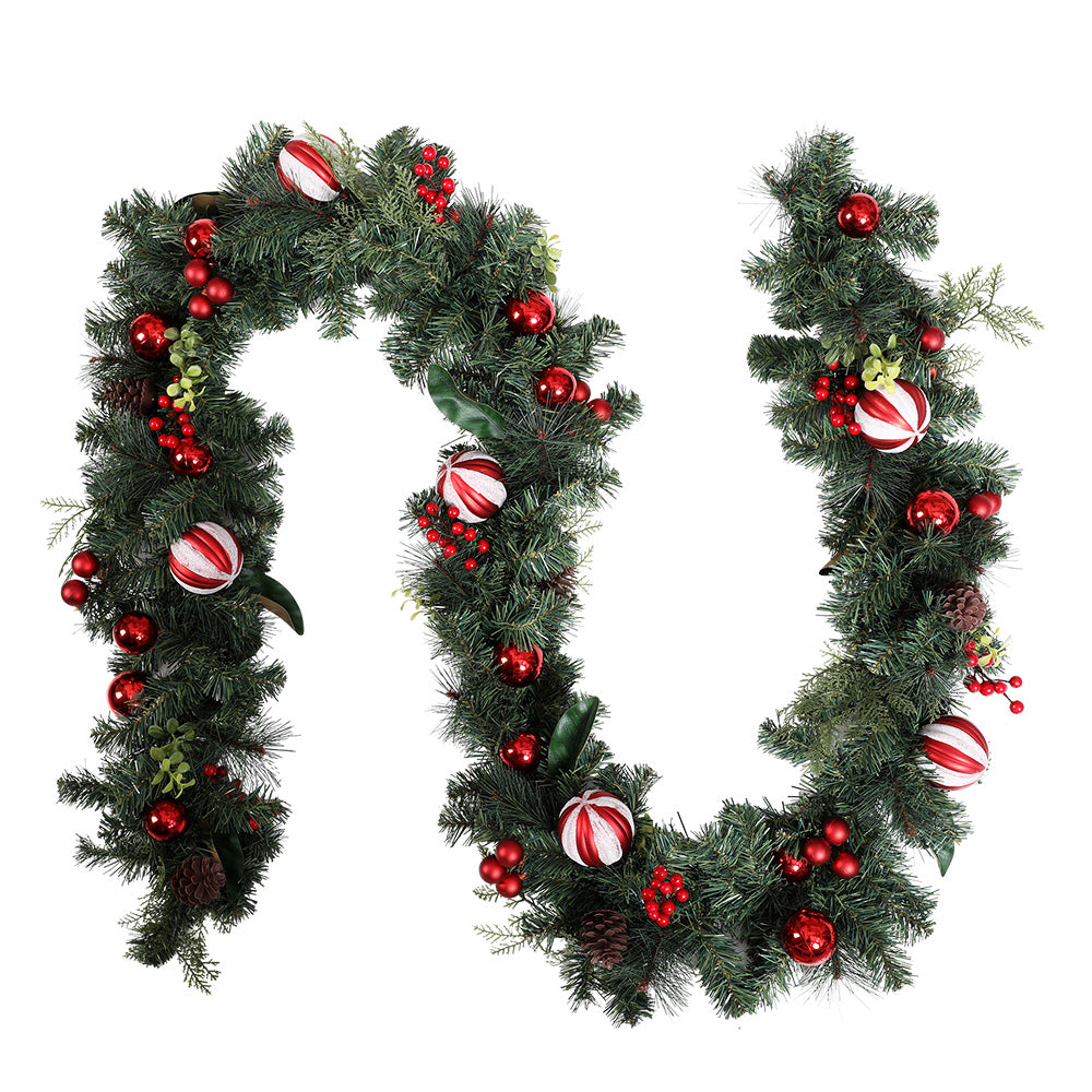 9FT (2.7m) Natural Look Christmas Garland with Decorations Homecoze