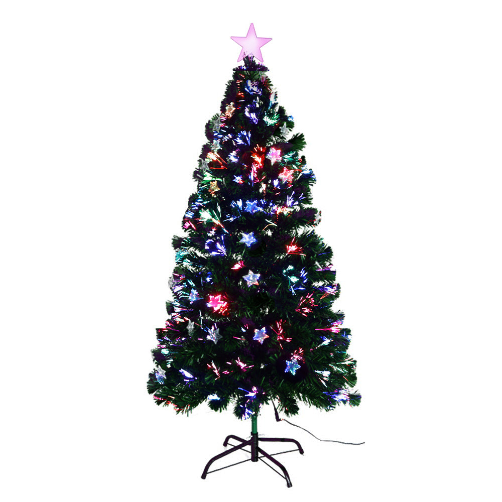 Mini 4FT (1.2m) Optic Fibre Stars Self-lit Green Christmas Tree - 150 Tips Homecoze