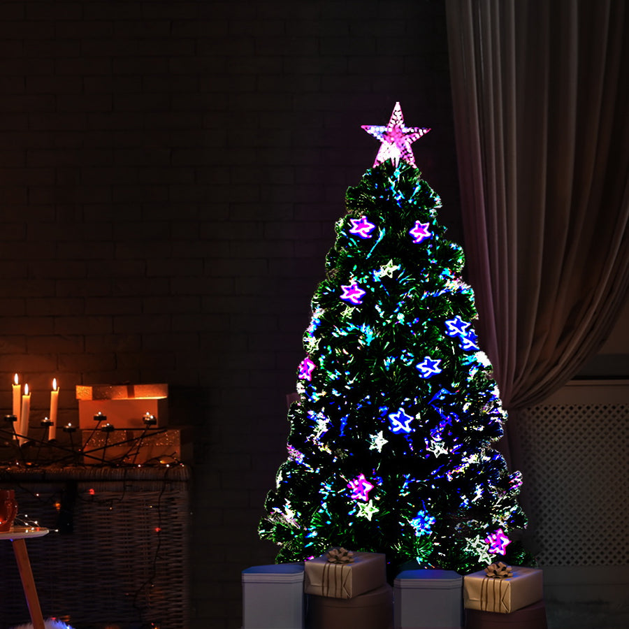 Mini 4FT (1.2m) Optic Fibre Stars Self-lit Green Christmas Tree - 150 Tips Homecoze