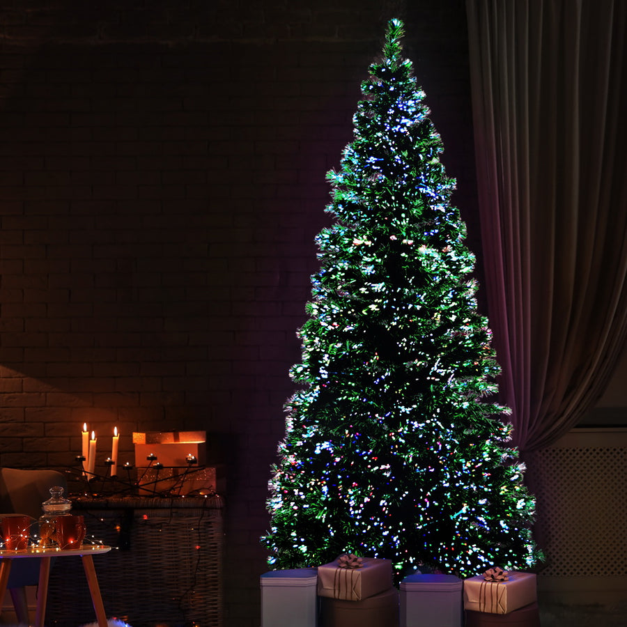 6FT (1.8m) Optic Fibre Self-lit Green Christmas Tree - 300 Tips Homecoze