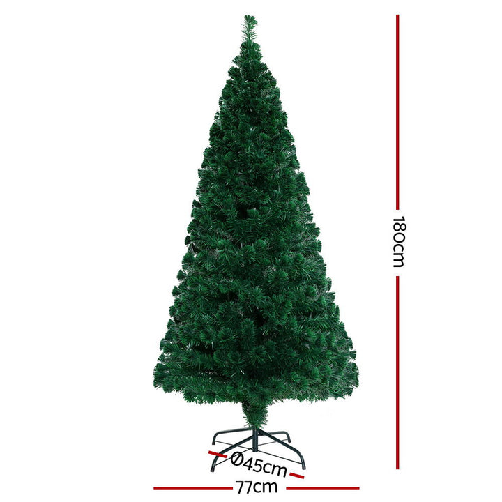 6FT (1.8m) Warm White Optic Fibre Green Christmas Tree - 300 Tips Homecoze