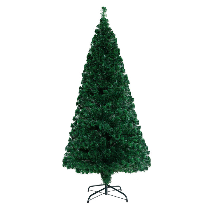 6FT (1.8m) Warm White Optic Fibre Green Christmas Tree - 300 Tips Homecoze