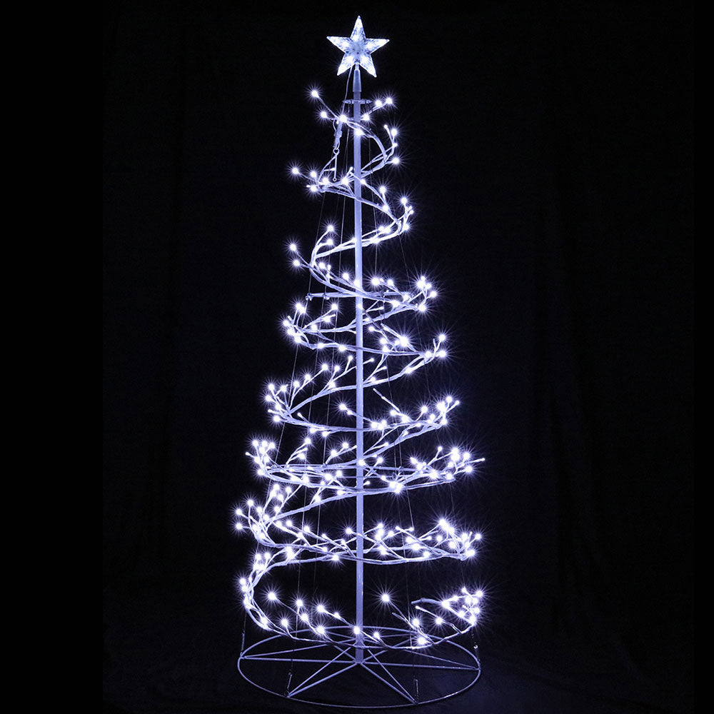 6FT (1.8m) LED Spiral Branch Christmas Tree with Star - Cool White Homecoze