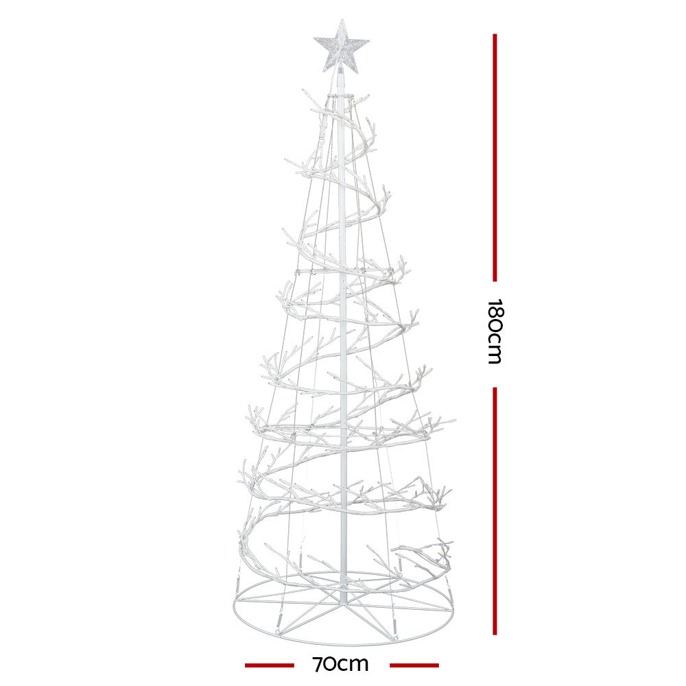 6FT (1.8m) LED Spiral Branch Christmas Tree with Star - Cool White Homecoze