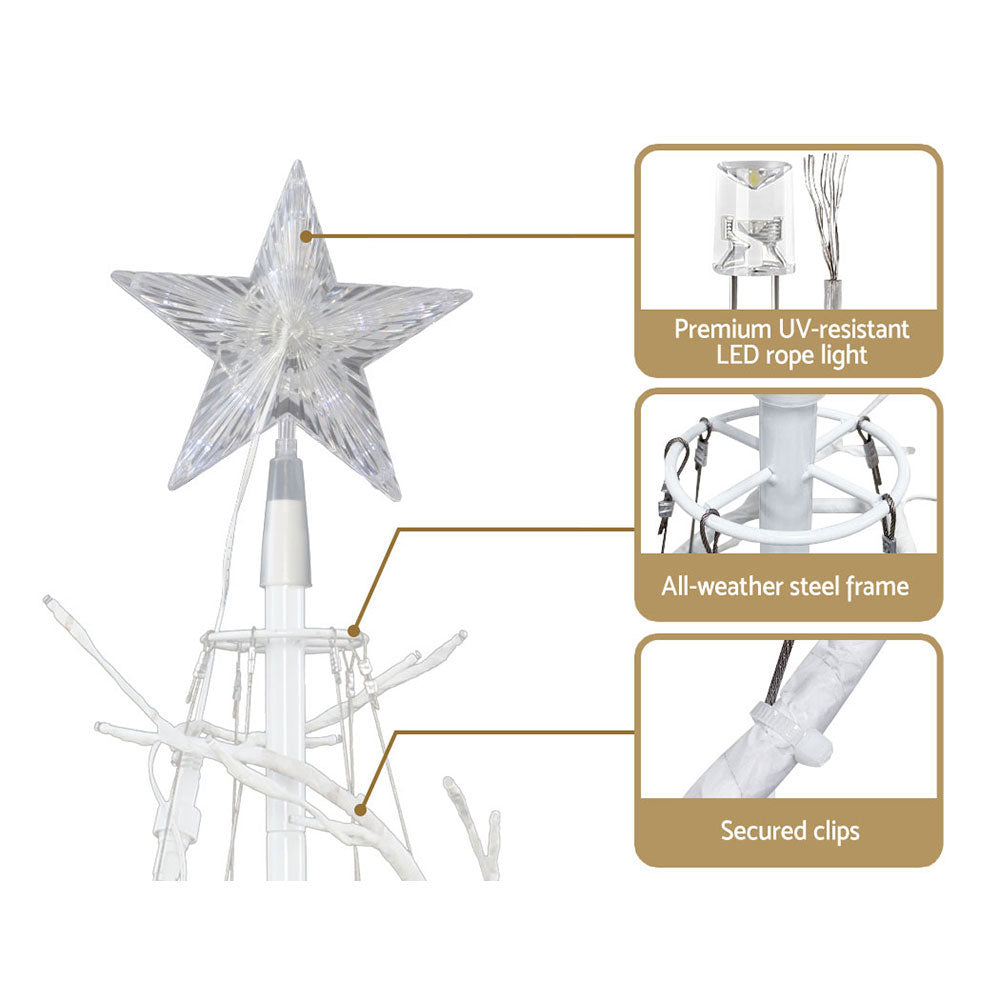 6FT (1.8m) LED Spiral Branch Christmas Tree with Star - Cool White Homecoze