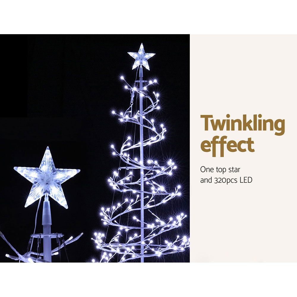 6FT (1.8m) LED Spiral Branch Christmas Tree with Star - Cool White Homecoze