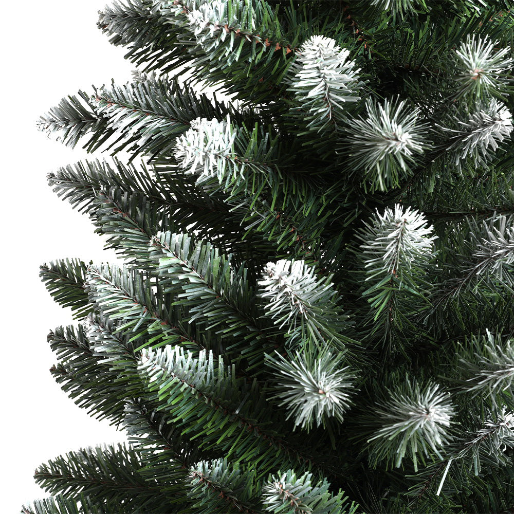 6FT (1.8m) Slim Green Christmas Tree with Snow - 300 Tips Homecoze