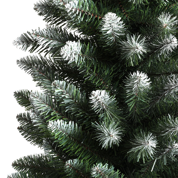 6FT (1.8m) Slim Green Christmas Tree with Snow - 300 Tips Homecoze