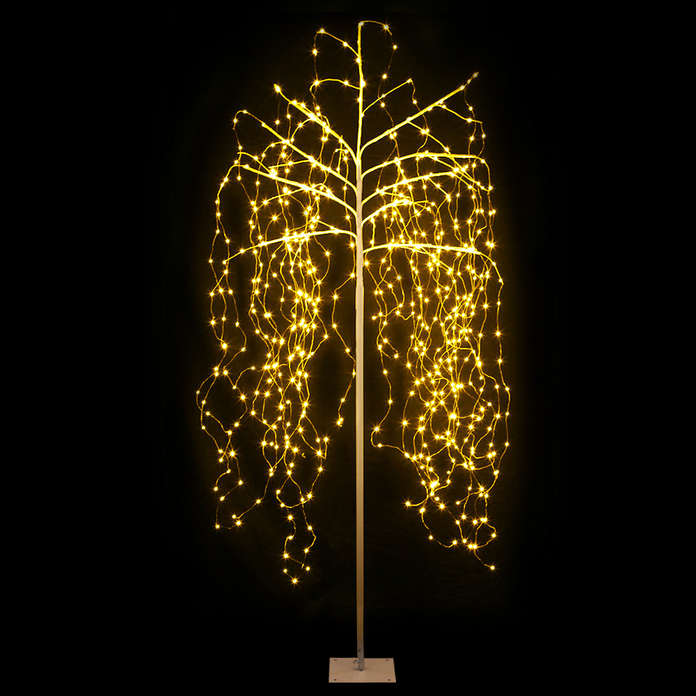 7FT (2.1m) Solar Powered LED Willow Christmas Tree Indoor Outdoor - Warm White Homecoze
