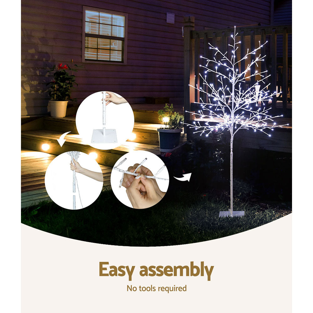 5FT (1.5m) Solar Powered LED Christmas Tree Indoor Outdoor - Cool White Homecoze