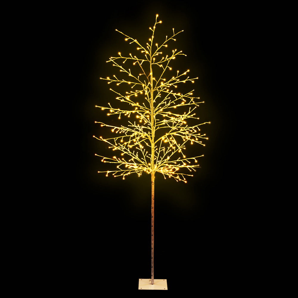 7FT (2.1m) Solar Powered LED Christmas Tree Indoor Outdoor - Warm White Homecoze