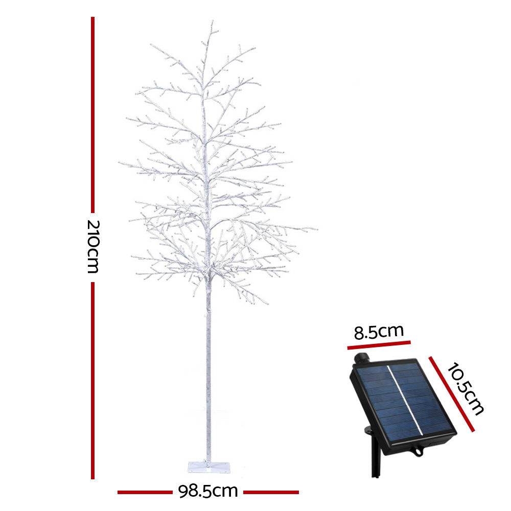 7FT (2.1m) Solar Powered LED Christmas Tree Indoor Outdoor - Warm White Homecoze
