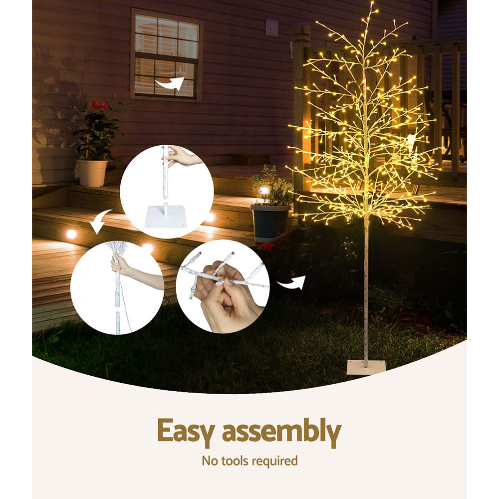 7FT (2.1m) Solar Powered LED Christmas Tree Indoor Outdoor - Warm White Homecoze