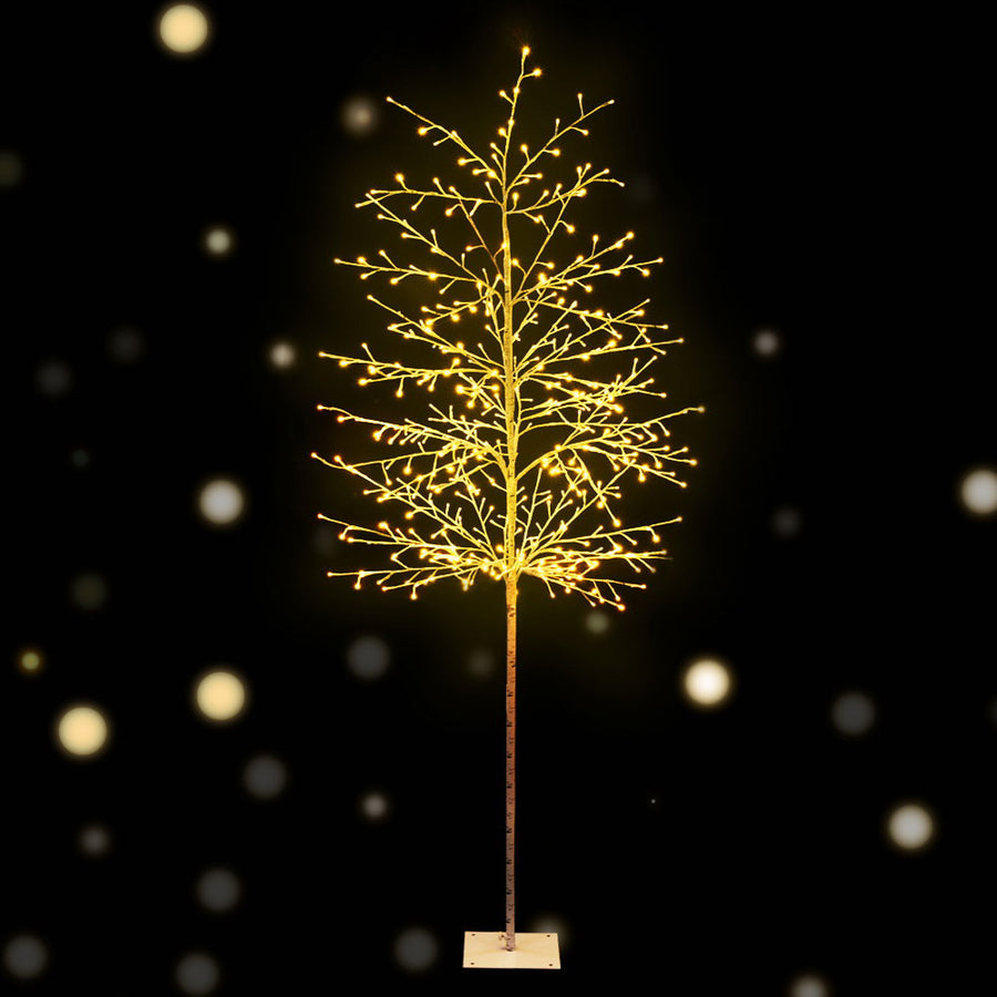 7FT (2.1m) Solar Powered LED Christmas Tree Indoor Outdoor - Warm White Homecoze