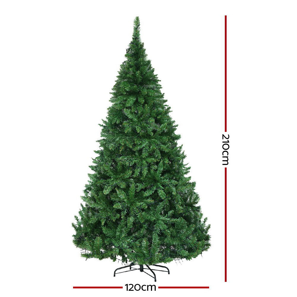 7FT (2.1m) Green Christmas Tree Self-lit with LED Lights - 1000 Tips Homecoze