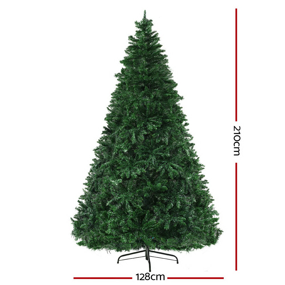 7FT (2.1m) Green Christmas Tree Self-lit with Muilti-coloured LED Lights - 1000 Tips Homecoze