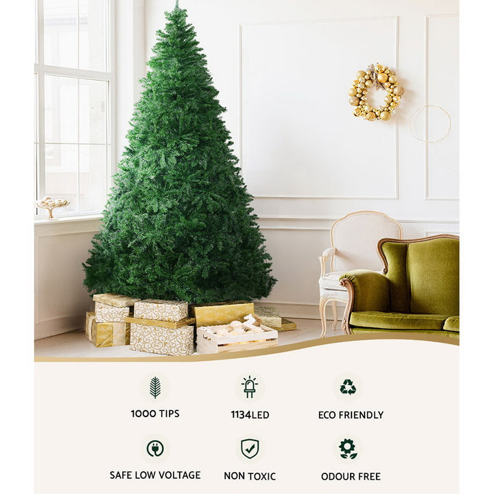 7FT (2.1m) Green Christmas Tree Self-lit with Muilti-coloured LED Lights - 1000 Tips Homecoze