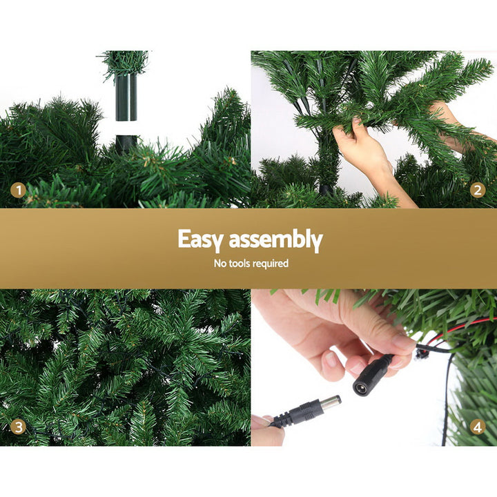 7FT (2.1m) Green Christmas Tree Self-lit with Muilti-coloured LED Lights - 1000 Tips Homecoze