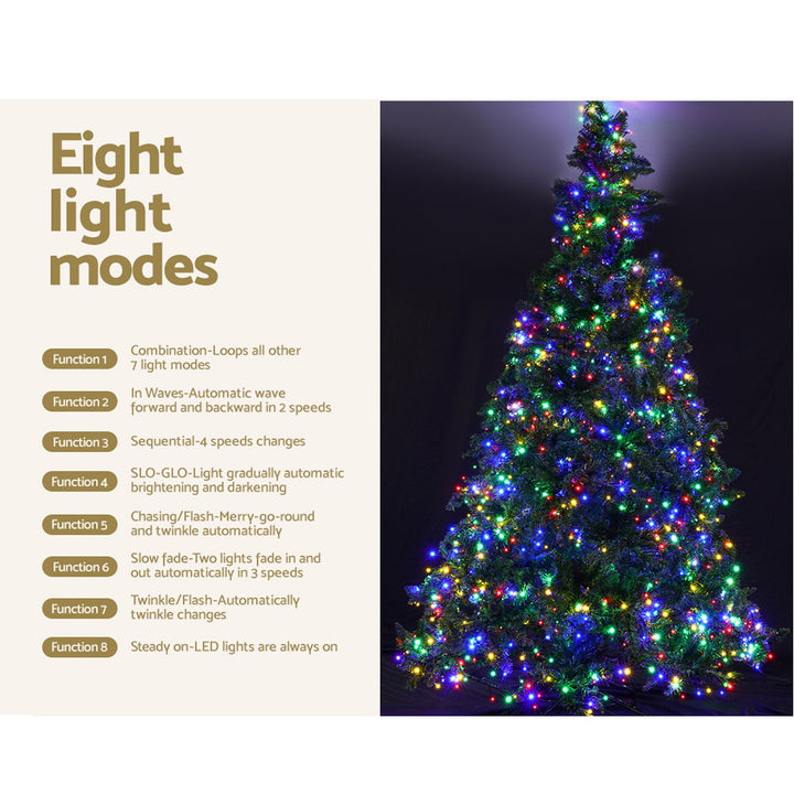 7FT (2.1m) Green Christmas Tree Self-lit with Muilti-coloured LED Lights - 1000 Tips Homecoze