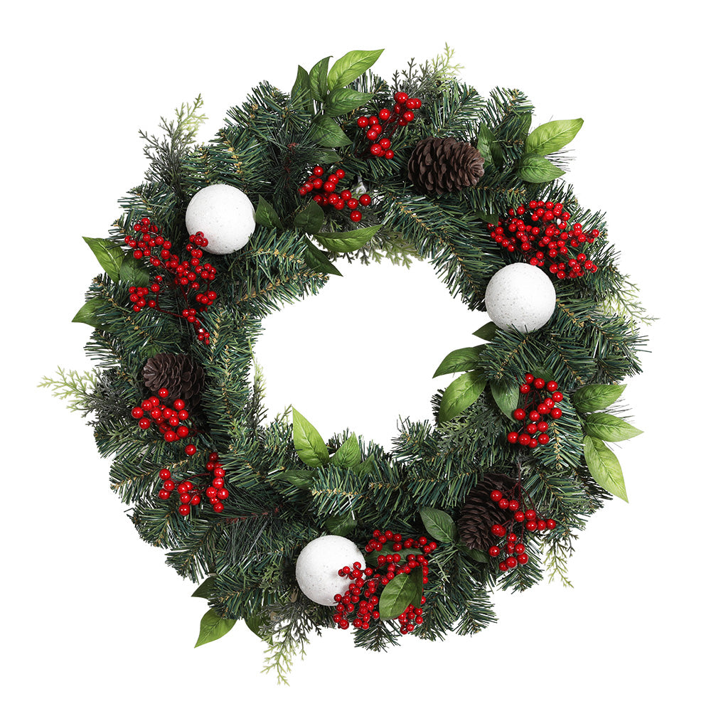 60cm Thick Foliage Decorated Christmas Wreath Homecoze