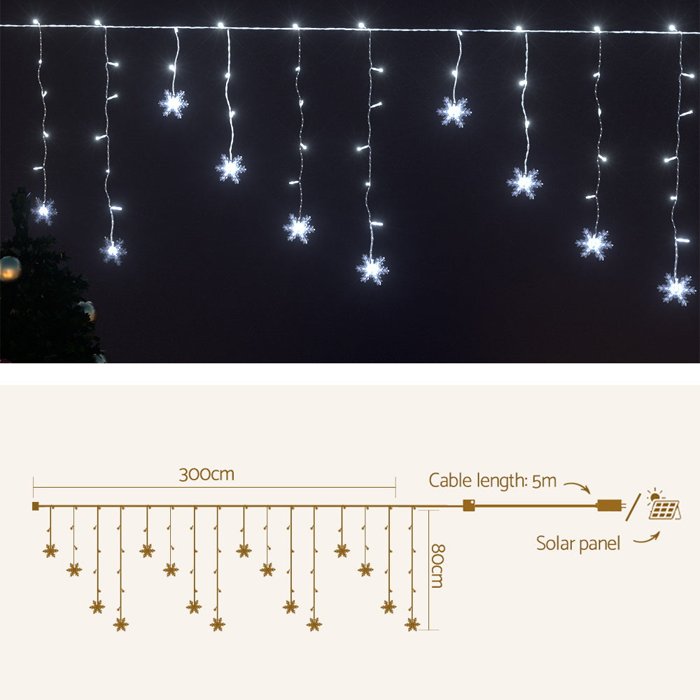 3M Solar Powered Christmas Icicle Lights String Lights 80 LED - Cool White Homecoze