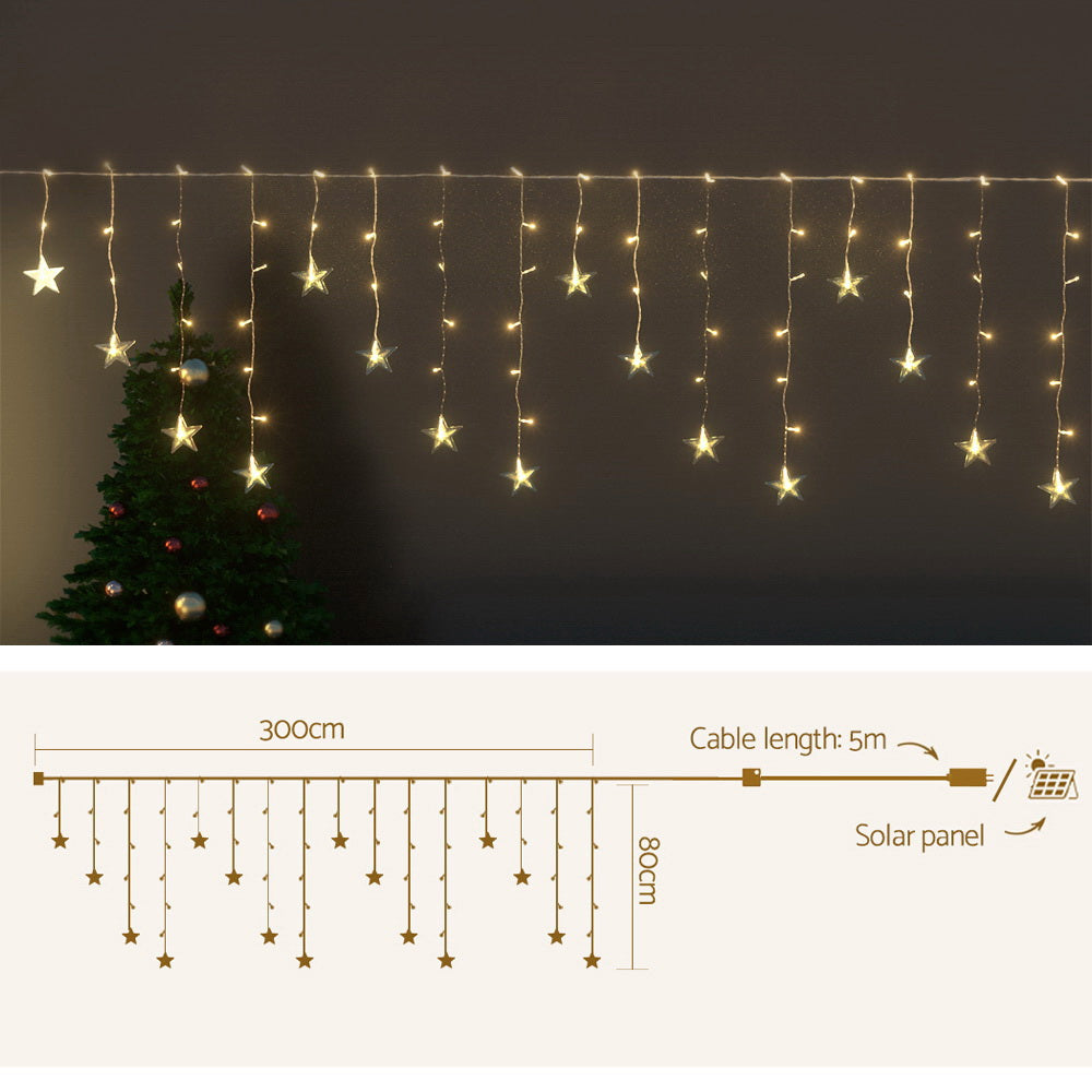 3M Solar Powered Christmas Icicle Lights String Lights 80 LED - Warm White Homecoze
