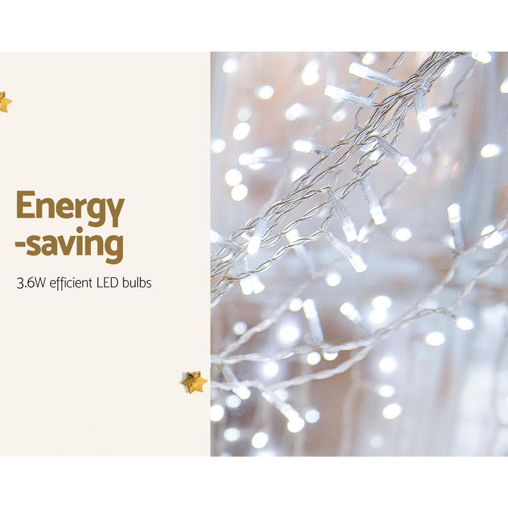 6m X 3m Christmas Curtain Fairy Lights String 600 LED - Cold White Homecoze