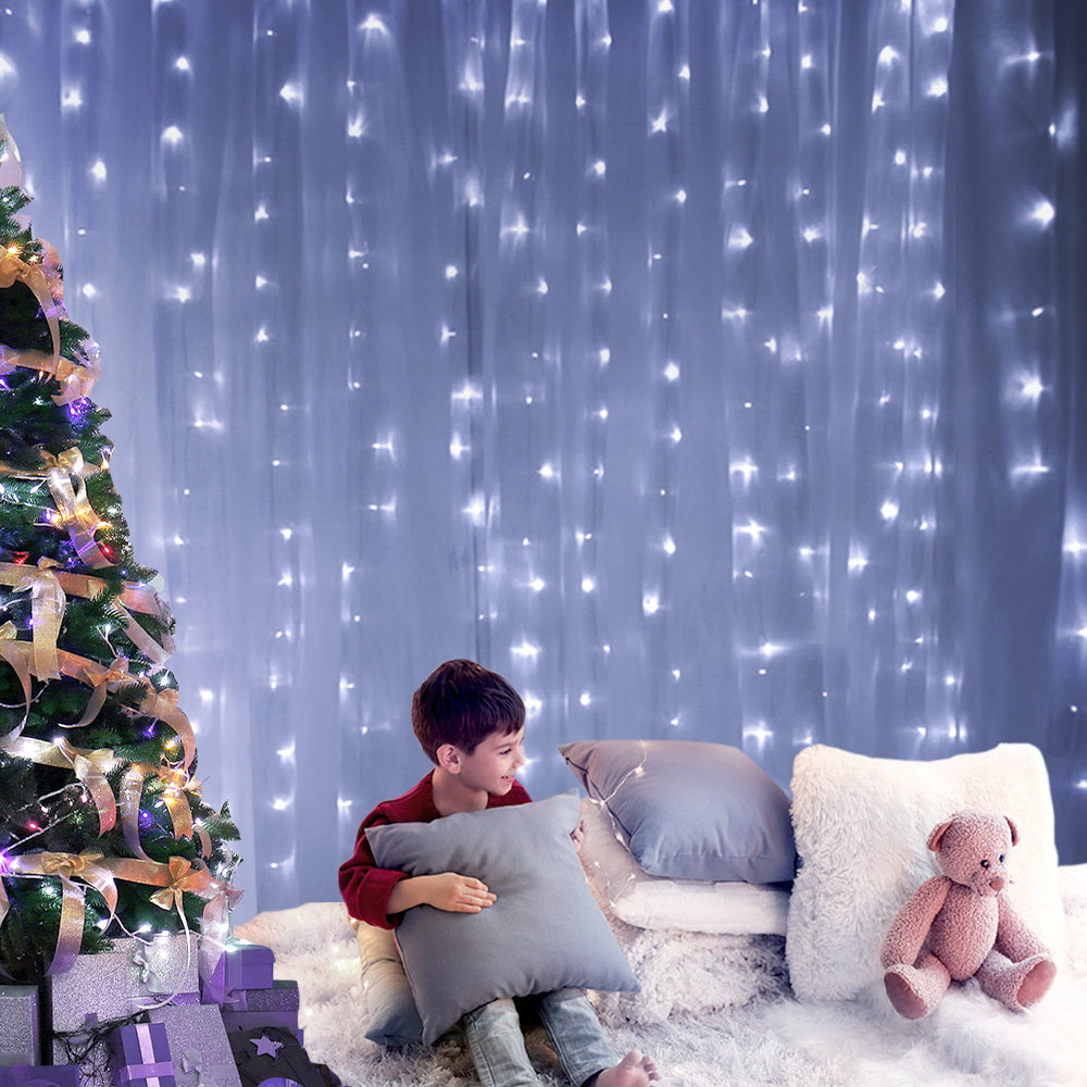 6m X 3m Christmas Curtain Fairy Lights String 600 LED - Cold White Homecoze
